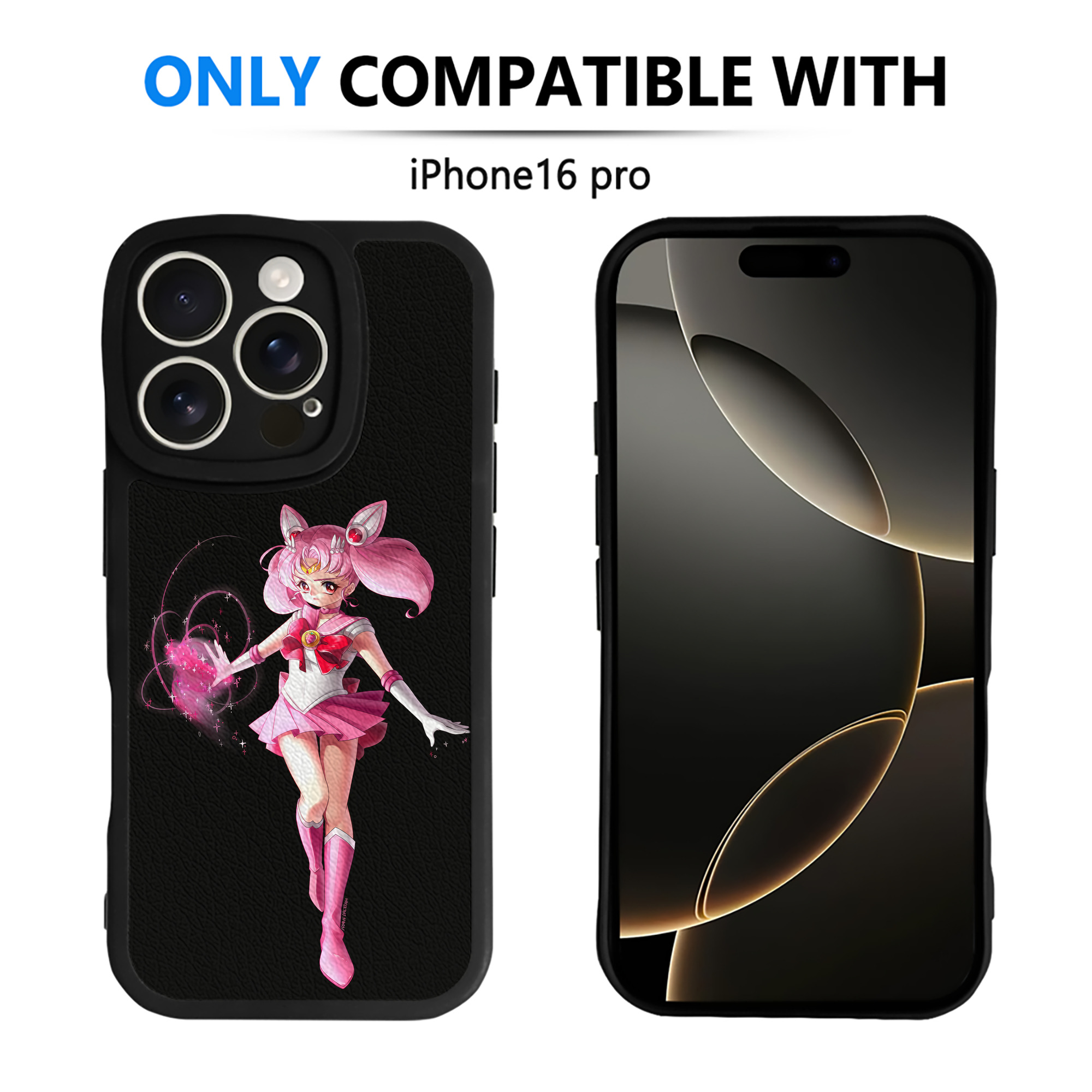 （画像用） 美少女戦士セーラームーン ちびうさ Sailor Moon Chibiusa Tsukino Usagi Small Lady Serenity 【iPhone 16シリーズ対応】シリコンスマホケース（レザー調） 材質：シリコン